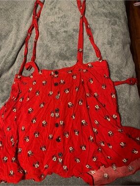 Red Minnie Mouse Print Button-Up skirt